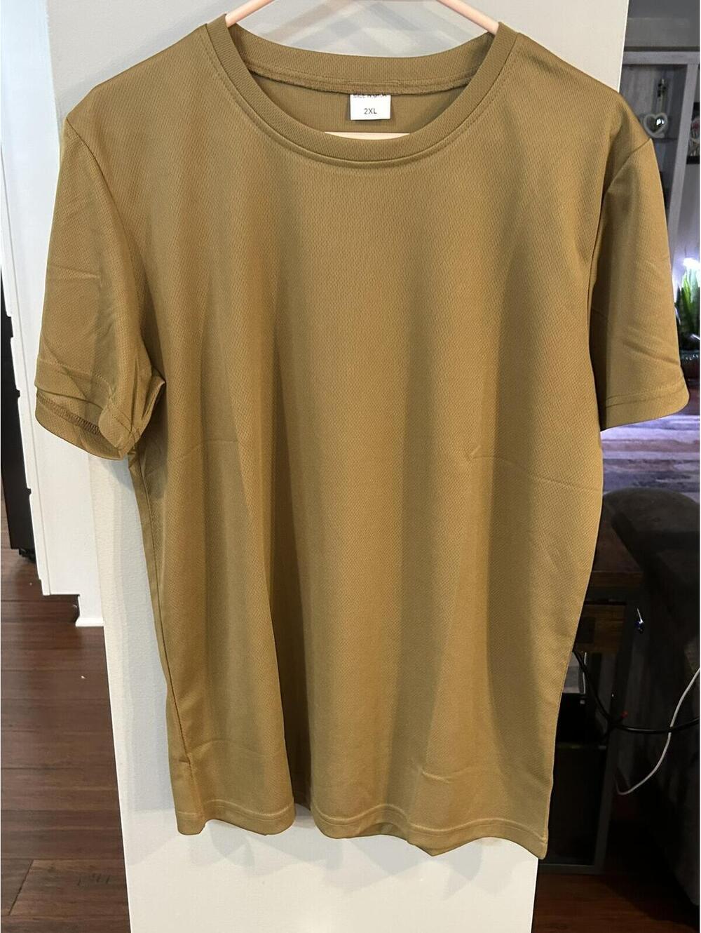 Men's 2XL Tan Casual Short Sleeve T-Shirt
